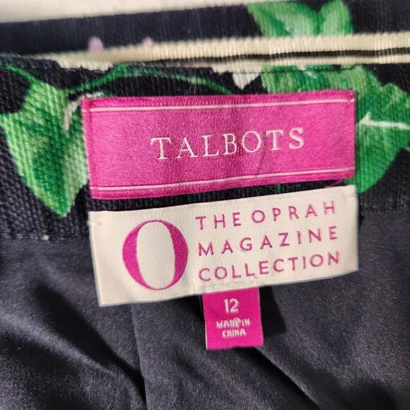 TALBOTS The Oprah Magazine Feminine Romantic Preppy Blue Floral Skirt Size 12. - Picture 12 of 16